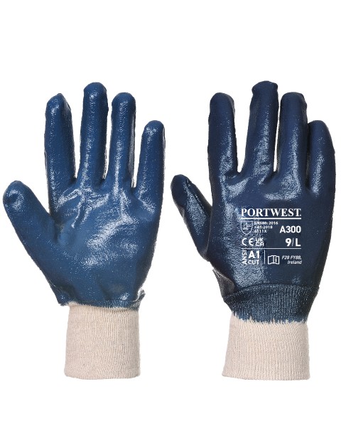 Portwest A300 Fully Coated Nitrile Knitwrist Gloves Gloves